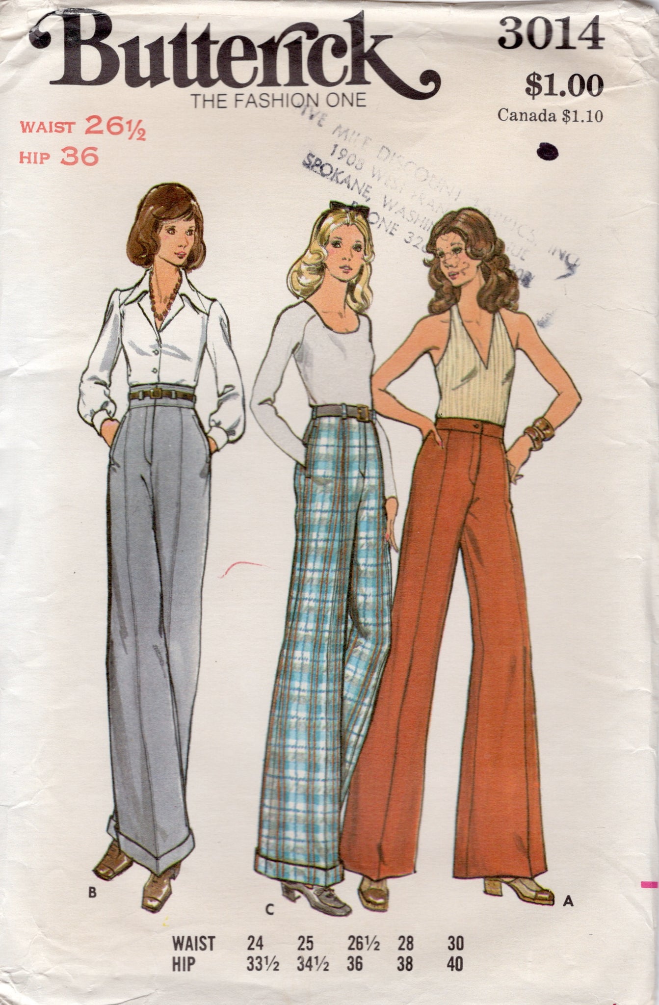 Butterick Pattern B6944 Misses' Pants in Four Lengths by Palmer / Pletsch  6944 - Patterns and Plains